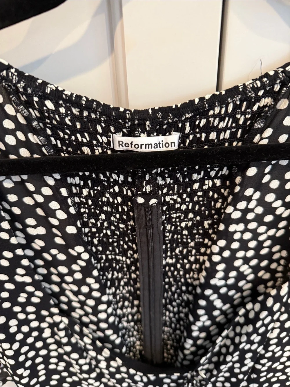 Reformation Black & White Polka Dot Puff Sleeve Women's Top